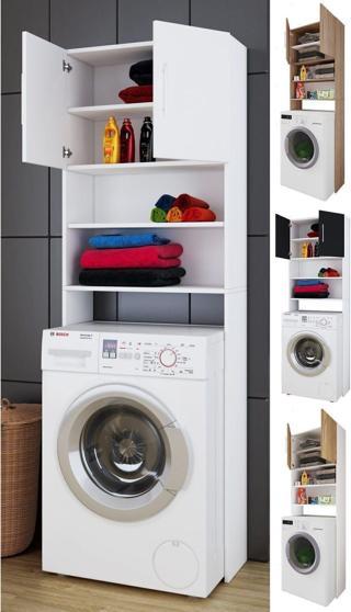 Tdesigno Sumru  Banyo Dolabı-Çok Amaçlı-Çamaşır Makinesi Dolabı Beyaz