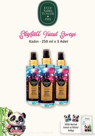 3 Adet Eyüp Sabri Tuncer Skyfall Vücut Spreyi 250 ml ve ROSIE Temizleme Pamuğu