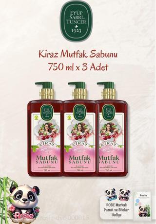 3'lü Eyüp Sabri Tuncer Kiraz Mutfak Sabunu 750 ml ve ROSIE Temizleme Pamuğu