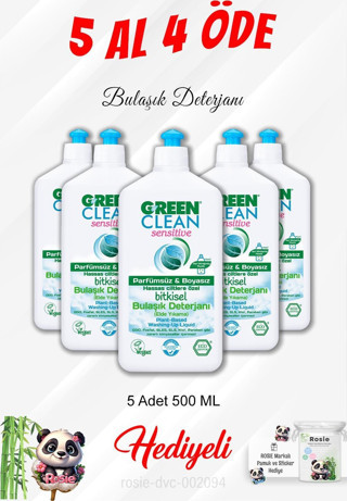500 ML Bitkisel Bulaşık Deterjanı 5 Al 4 Öde ve Rosie Pamuk