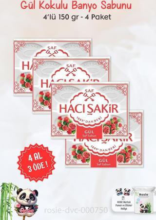 4 AL 3 ÖDE Hacı Şakir Gül Kokulu Banyo Sabunu 4 x 150 gr ve ROSIE