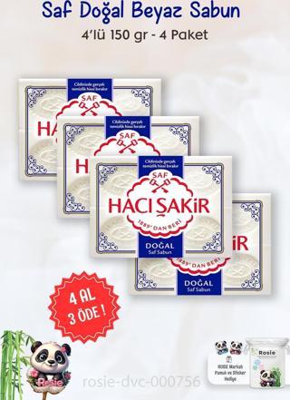 4 AL 3 ÖDE Hacı Şakir Saf Doğal Sabun 4 x 150 gr ve ROSIE
