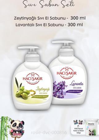 Hacı Şakir Zeytinyağlı Sıvı Sabun 300 ml,  Lavantalı Sıvı Sabun 300 ml ve ROSIE