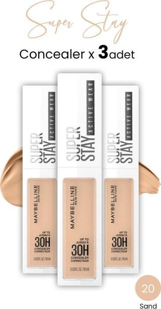 Maybelline New York Superstay Active Wear Concealer 20 Sand x 3 adet