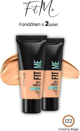 Maybelline Fit Me Matte+Poreless Fondöten 30 ML Creamy Beige 122 x 2 Adet