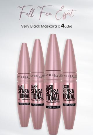 Maybelline New York Maskara Full Fan Effect Very Black x 4 Adet