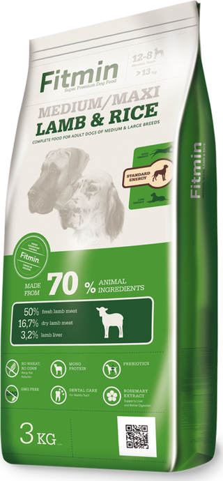 Fitmin %50 Taze Kuzu Etli Orta Irk Yetişkin Köpek Maması 3 Kg