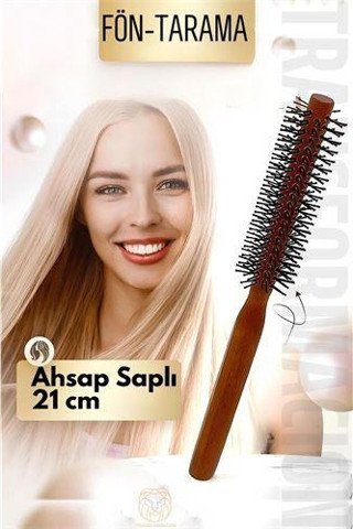 Fön Fırçası Ahşap Saplı Tarama Fırçası