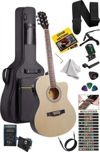 Midex XC-300NT-EQ Profesyonel Elektro Akustik Gitar 4/4 Yetişkin Üst Segment (Gigbag Çanta Tuner Capo Askı Jak Kablo Pen