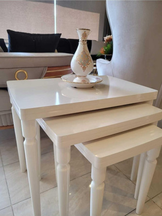 Akset 3Lü Lüx Zigon Sehpa Full Krem