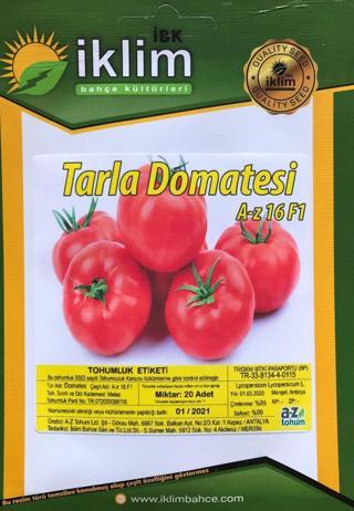 Domates Tohumu Hibrit Tarla Domatesi(oturak) A-Z-16 F1 20 Adet