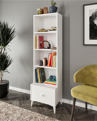 Kznmob Home Akasya Çekmeceli Kitaplık Beyaz Tamamı 1. Kalite Mdf