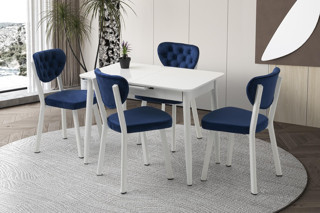 Açılır 60x100 Cm Mini Silva Beyaz Masa  4 Adet Simge Sandalye Takım