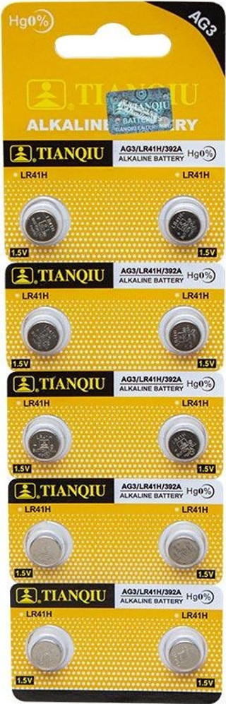 Tianqiu AG3 LR41 Alkalin Saat Pili 10 lu 1.55 Volt Düğme Pil 392