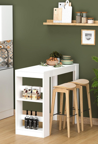 Fly Mobilya Bery Beyaz Bar Masası, Mutfak Adası