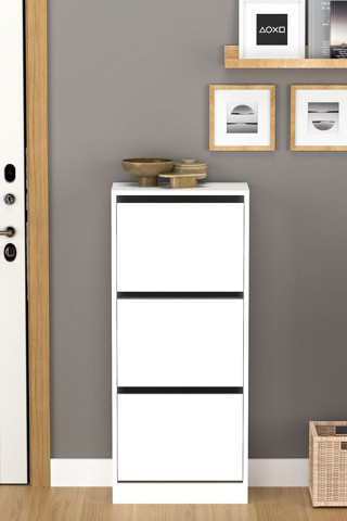 Fly Mobilya Fora 3 Kapaklı Beyaz Ayakkabılık