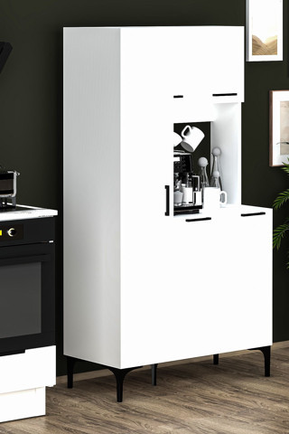 Fly Mobilya Hola Çok Amaçlı Boy Dolaplı Kahve Köşesi, Kiler Dolabı, Mutfak Erzak Dolabı, Mini Mutfak Dolabı