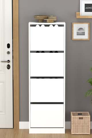 Fly Mobilya İnova 4 Kapaklı Beyaz Ayakkabılık