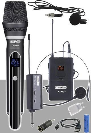 Lastvoice Tx-102EY Şarjlı EL Yaka Headset Kablosuz Mikrofon Seti UHF