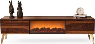 Onur Design Ahşap Şömine Görünümlü Tv Sehpası Let Işıklı Şömine Tv Sehpası 50X150 cm