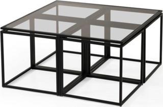 Onur Design Kante Metal Siyah Fırın Boyalı Şeffaf Siyah Cam Orta Sehpa 4 1 99c98 cm