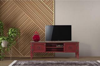 Onur Design Kırmızı Pastel Boyalı Ahşap Tv Sehpası 150x45 cm