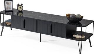 Onur Design Siyah Mermer Desenli Metal Kasalı Tv Sehpası 160x48 cm