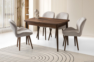 Kelebek Milano Mdf Açılır Masa 4 Adet Vera Sandalye Takım