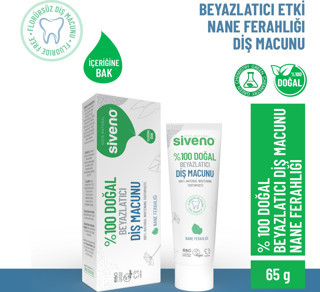 Siveno %100 Doğal Diş Macunu Beyazlatıcı Nane Ferahlığı Florürsüz 65 Gr