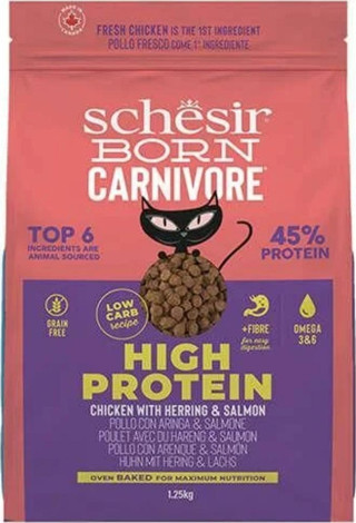 Schesir Born Carnivore Somon Ringa Balıklı ve Tavuklu Yetişkin Kedi Maması 1,25kg