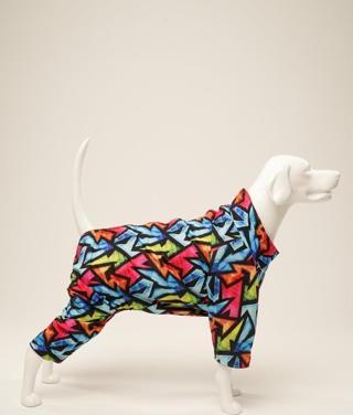 A40 Graffıtı Penye Astarlı Su Geçirmez Köpek Yağmurluğu XLarge