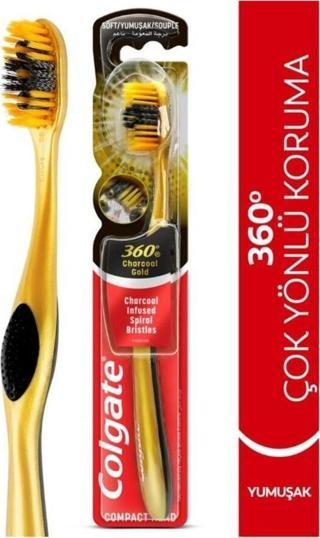 Colgate Manuel Diş Fırçası 360 Charcoal Gold Çok Yönlü Koruma Yumuşak Diş Fırçası 1+1 Fırça Kabı... 888Rseri