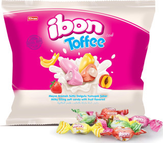 Ibon Toffee Sütlü Meyveli Şeker 300 Gr. (1 Paket)