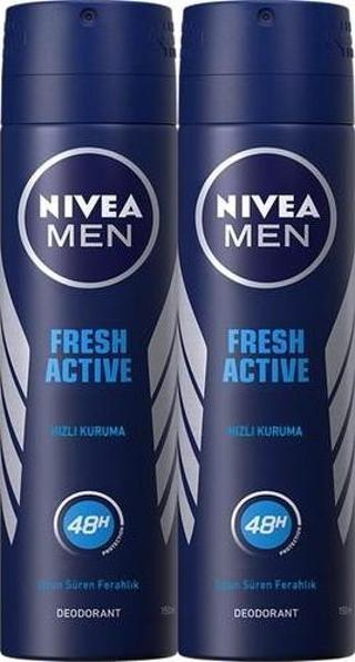 NIVEA Men Sprey Erkek Deodorant Fresh150 ml x2 Adet,48 Saat Koruma,Uzun Süren Ferahlık