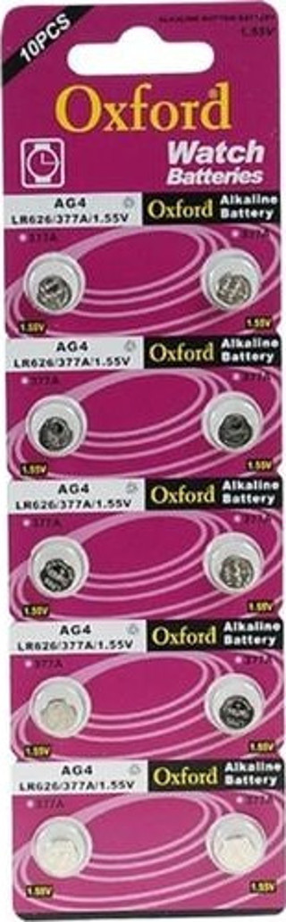 Ayt Oxford AG4 LR626 Alkalin Saat Pili 10 lu Paket Düğme Pil 1.55 Volt 377A