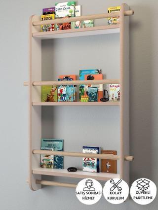 Peka Montessori Çocuk Odası Eğitici Kitaplık - Duvar Rafı