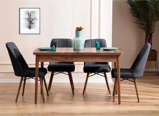 Eymense Lidyana 4 Sandalyeli Mutfak Masa Takımı Antrasit