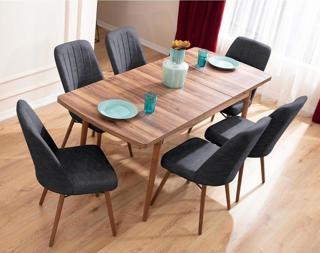 Eymense Lidyana 6 Sandalyeli Mutfak Masa Takımı Antrasit