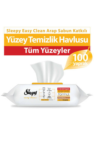 Sleepy Easy Clean Arap Sabunu Katkılı Yüzey Temizlik Havlusu&Mendili 100 Yaprak 