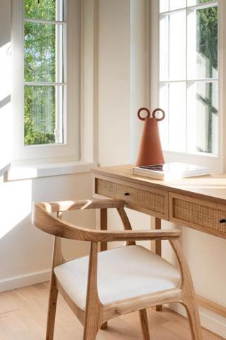 Gazzini Furniture Helsinki Krem C Model Bohem Ceviz Ahşap Sandalye