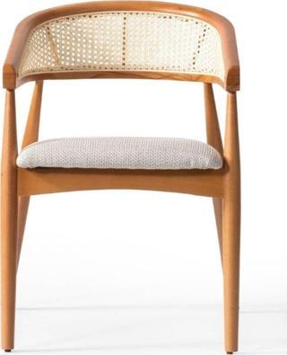 Gazzini Furniture Gazel Hasırlı Beyaz Teddy Hazeran Natural Ahşap Bohem Sandalye