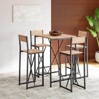 Eportatif 4 Kişilik Bar Masa Sandalye Seti Mutfak Yemek Masası Takımı Çam 1575