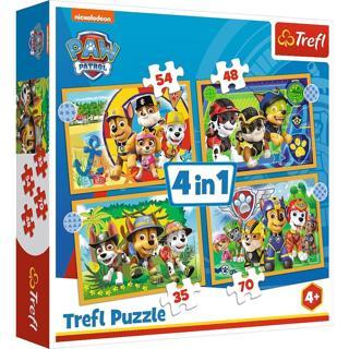 Trefl Puzzle Holıday Paw Patrol 4 in 1 Çocuk Puzzle (35+48+54+70 Parça)