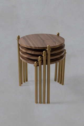 Veys Sehpa 4 Lü Flora Zigon Sehpa - Ceviz