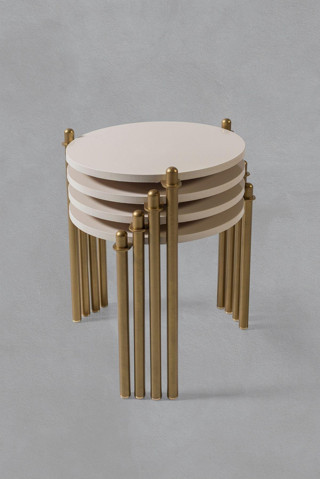 Veys Sehpa 4 Lü Flora Zigon Sehpa - Krem