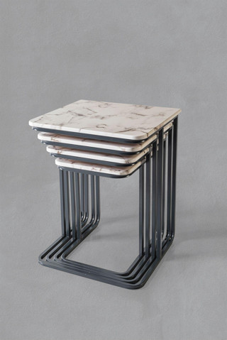 Veys Sehpa Füme Ayak  - Statik Vegas Zigon Sehpa  - Mermer Desen