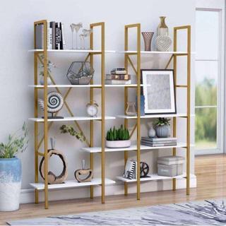 Zizuva Tasarım Gold&Beyaz Kitaplık