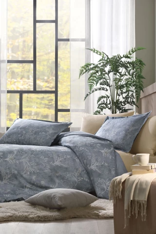 Özdilek Flor Espiral Çift Kişilik Nevresim Takımı - Mavi