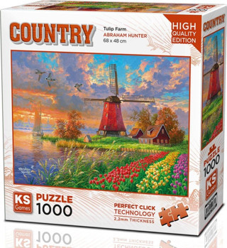 Ks Games 1000 Parça Lale Tarlası ve Yel Değirmeni Puzzle - Abraham Hunter