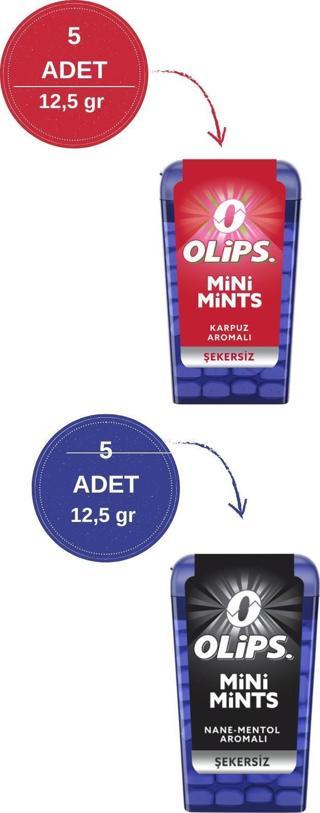 Olips Mini Mints Karpuz - Nane&Mentol Aromalı Şeker Paketi - 10 Adet